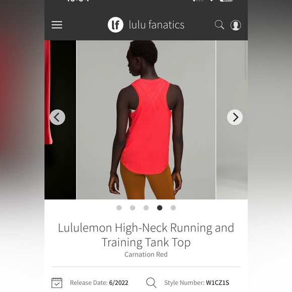Lululemon High-Neck Running and Training Tank Top size 6 Carnation Red - Picture 3 of 5